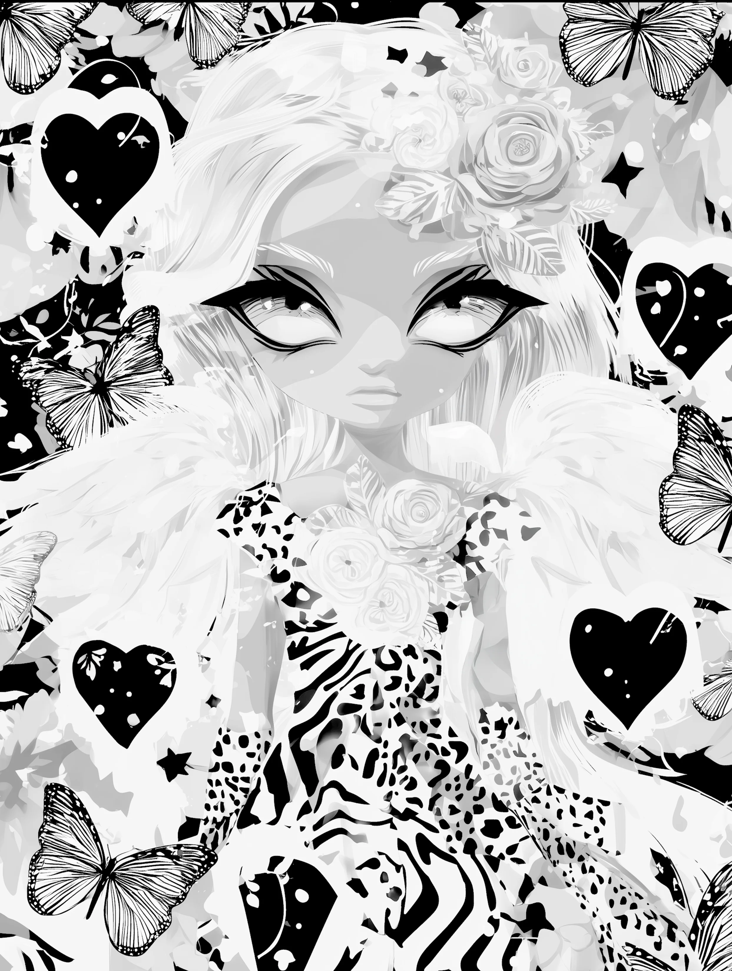 Free printable angel coloring page for adults featuring big eyes angel coloring sheet